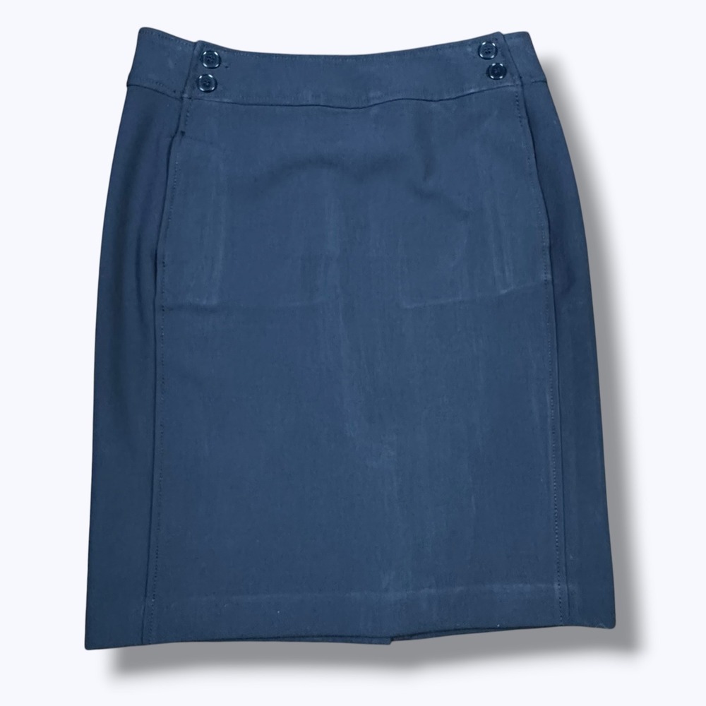 Talbots Womens Pencil Skirt Navy Blue Petite 6P Classic Minimalist Office Work